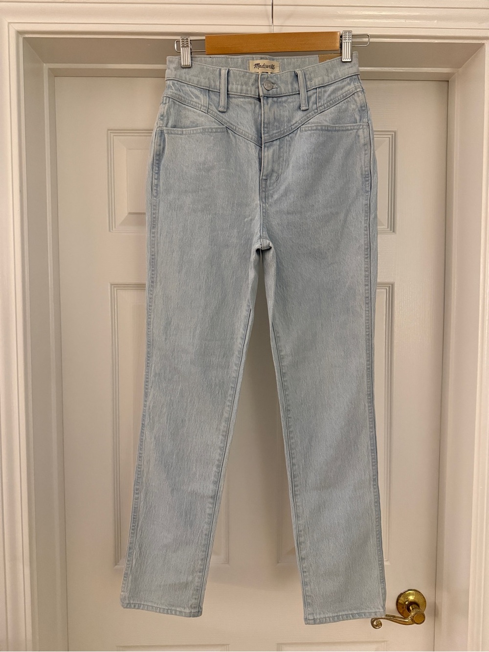 Madewell High-Rise Straight Leg Jeans in Light Blue Wash